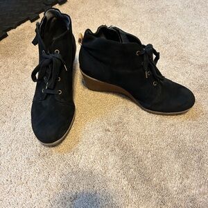 Dr Scholls Stylish Black Wedge Ankle Boots Size 10